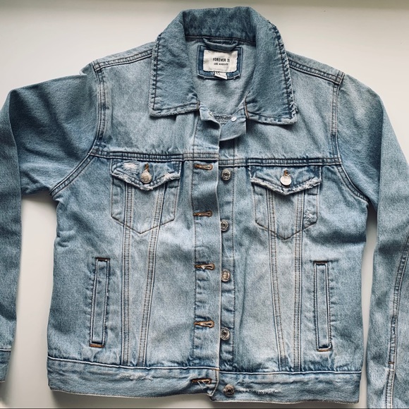 Forever21 Light Blue Distressed Jean Jacket - Picture 4 of 7